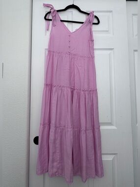 Sleeveless Tie-Shoulder Maxi Dress in Light Pink